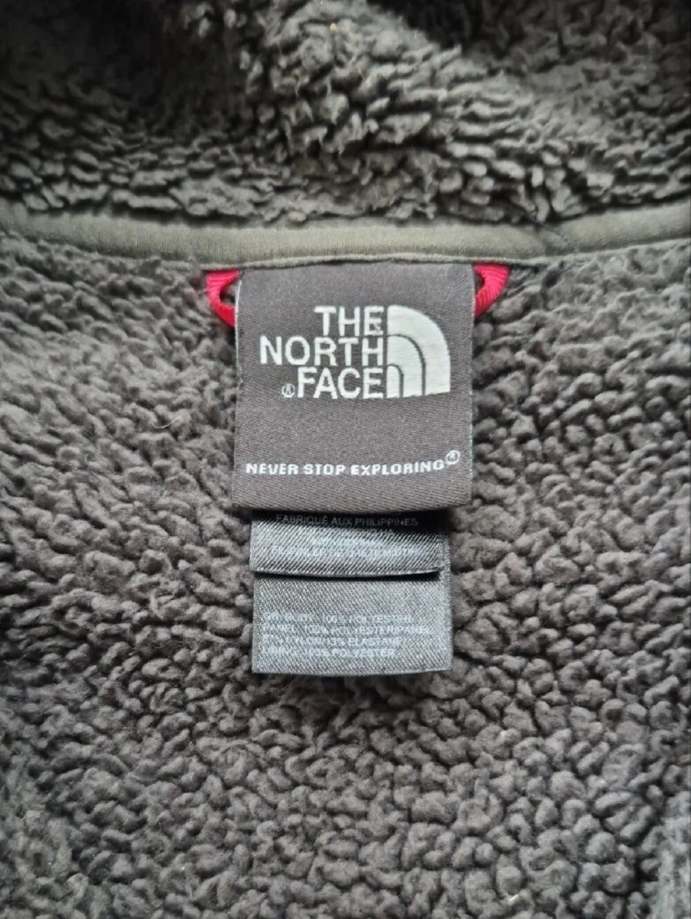 The North Face Men's Gray Hooded Fleece Jacket with Red Accent